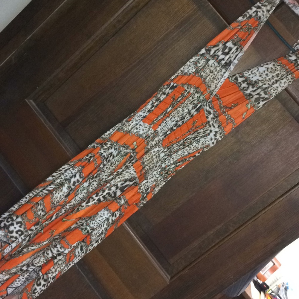 Orange & leopard print halter dress size  XL
